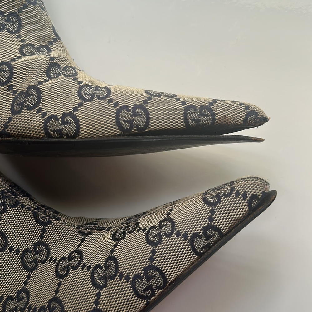 GUCCI monogram canvas leather ankle boots booties size 6.5 - Picture 6 of 11
